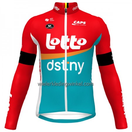 Wielershirt 2023 Lotto Dstny Lange Mouw Rood Geel Azuur